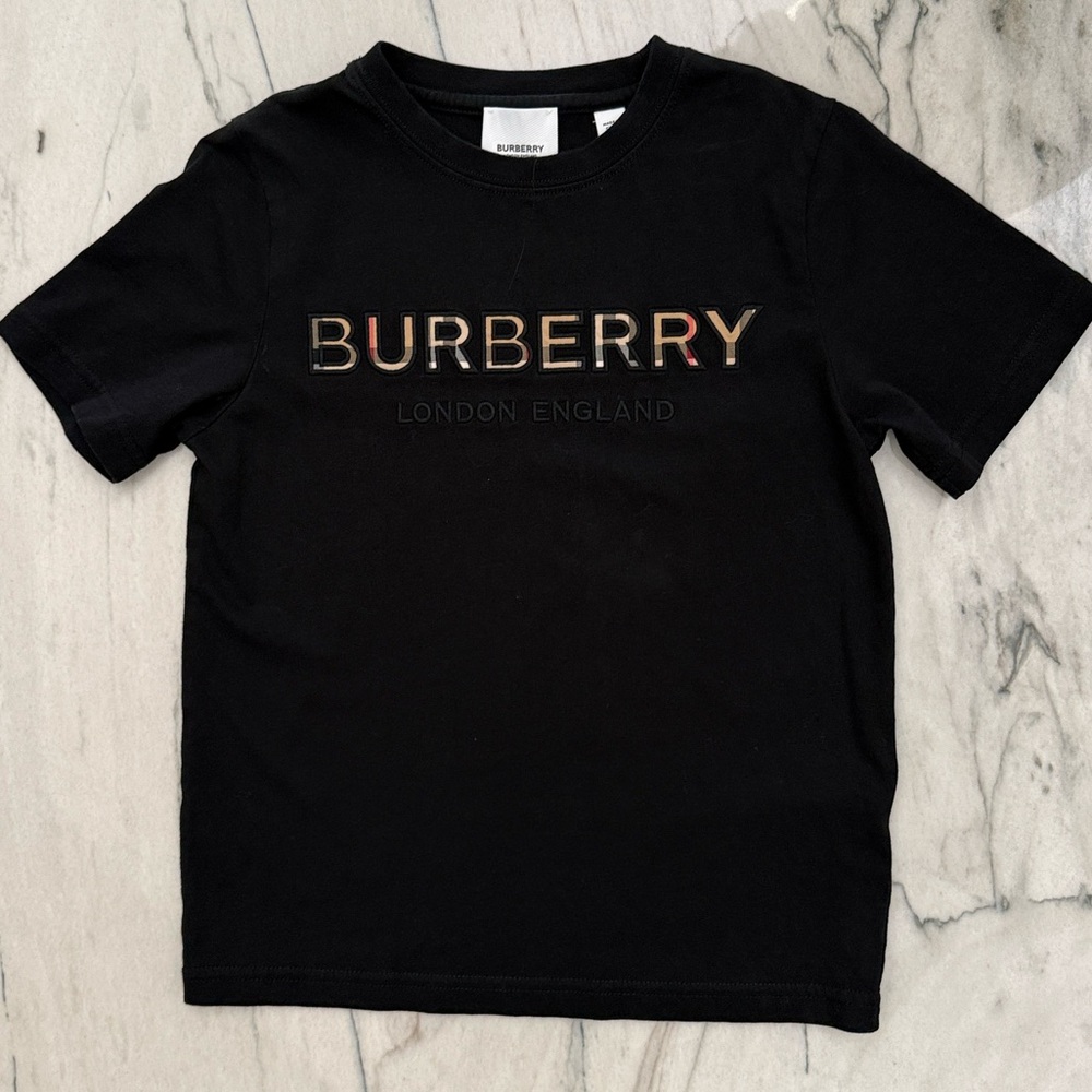 Kids' Eugene Embroidered Check Logo Cotton T-Shirt